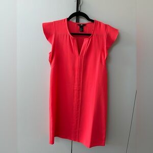 Tomato Shift Dress with Flutter Sleeves Sz 4